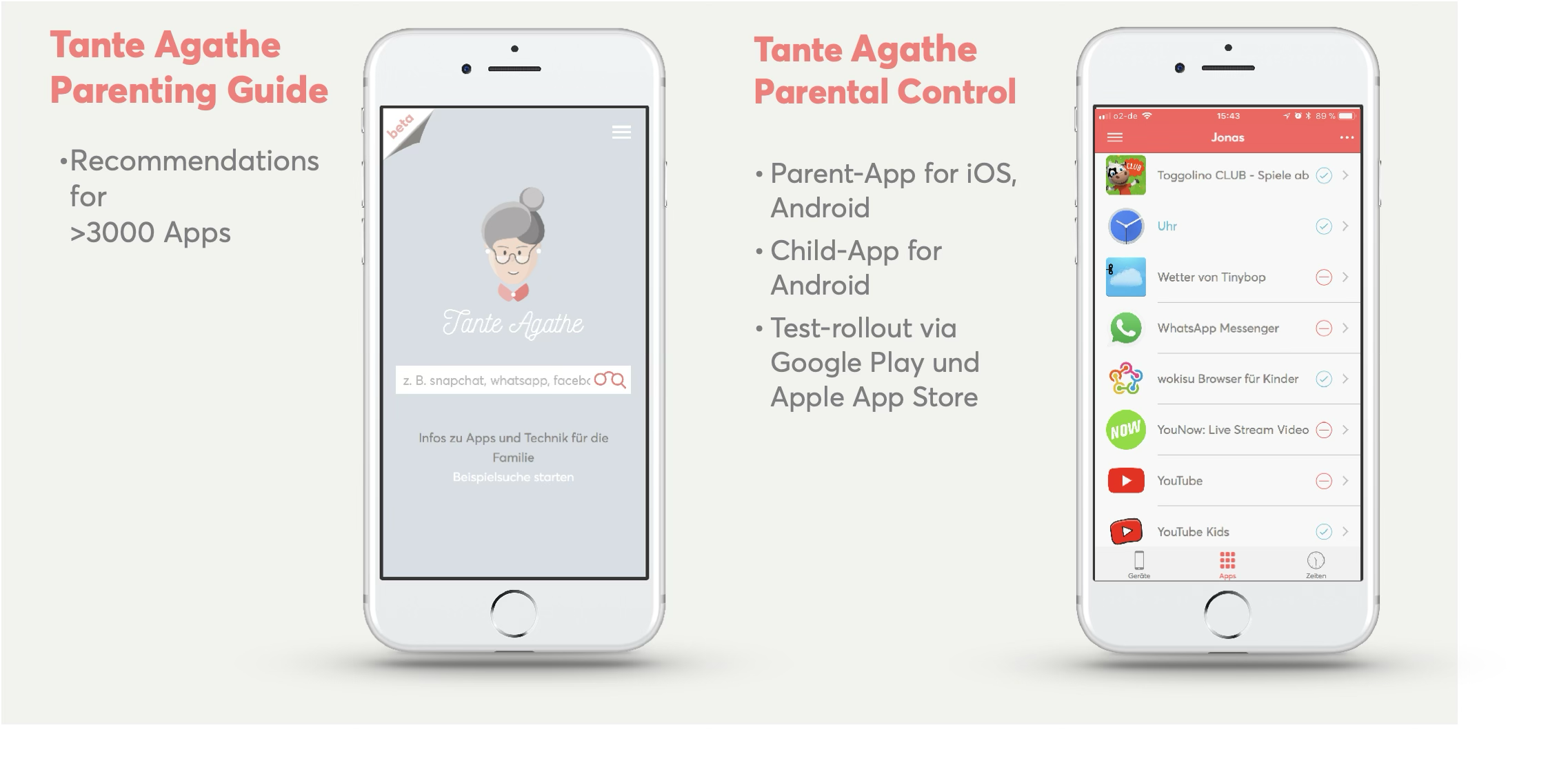Overview of Tante Agathe parental control app